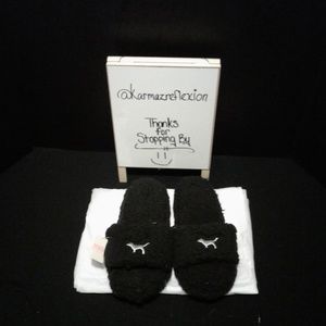 VS PINK Super Soft Black Slippers NWT